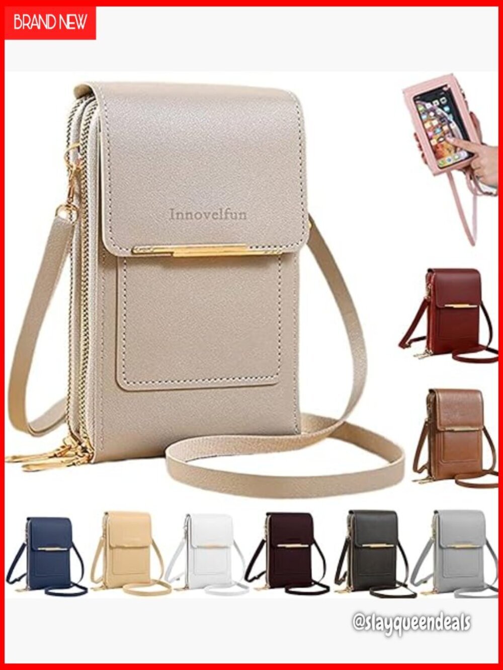 Small Anti-Theft Crossbody Phone Purse with Touchscreen Window RFID Protection